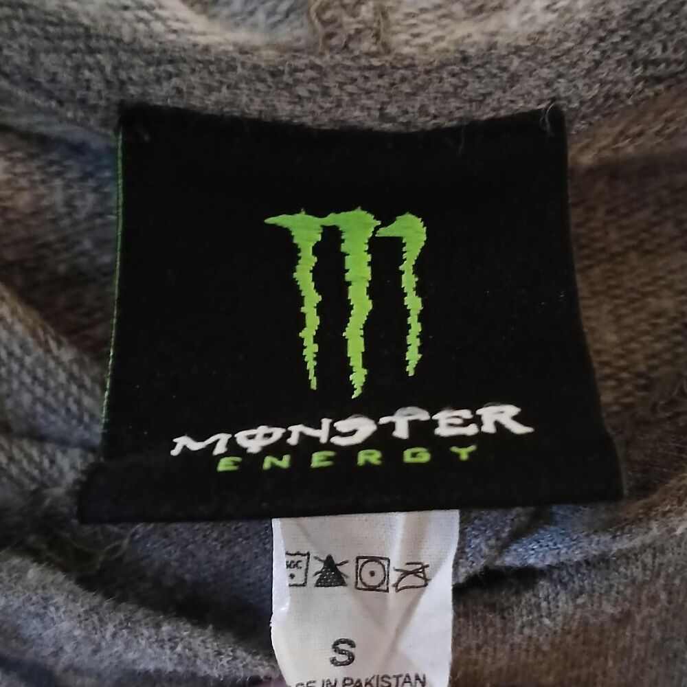 Y2K vintage Monster Energy Drink Graphic Cotton Grey Hoodie size small - Picture 3 of 6